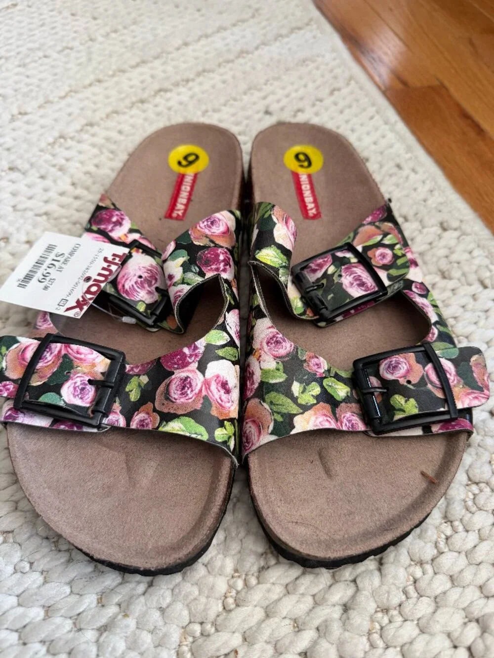NWT UnionBay Floral Slip On Sandals Womens Size 9